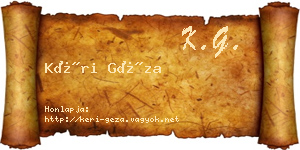 Kéri Géza névjegykártya